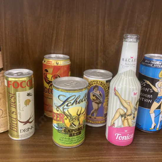 Vintage Angostura Aromatic Bitters 8 Fl Oz (Sealed) With A Selection Of Collectable Drinks Cans & Tonica Bottle