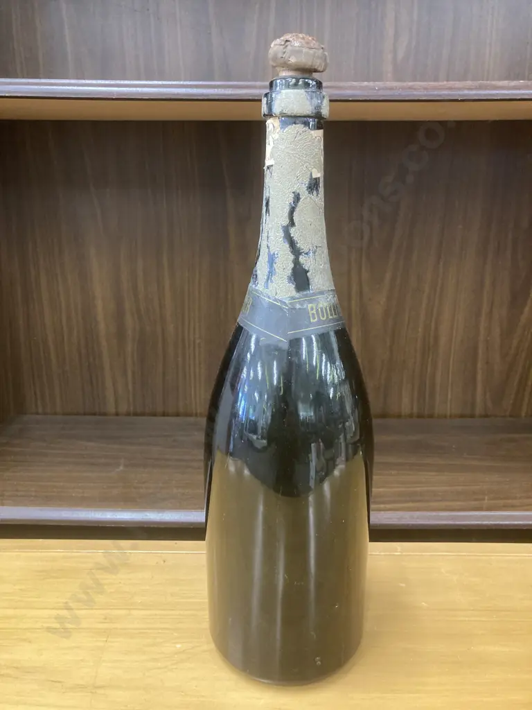 Vintage Bollinger Champagne Bottle With Original Cork, Royal Warrant On Label, H40cm Image 1++