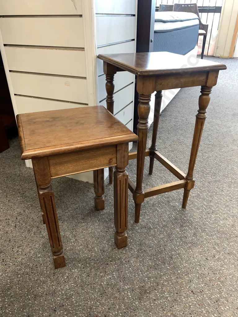 Pair of Vintage Square topped Occasional tables Image 1++