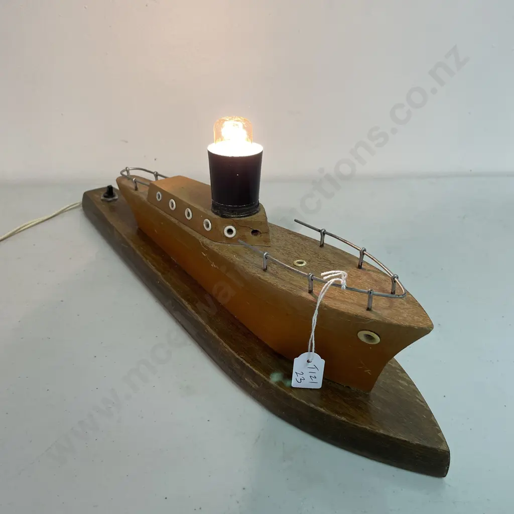 Vintage Mid Century Model Boat Lamp. L41cm. Working condition. Image 1++