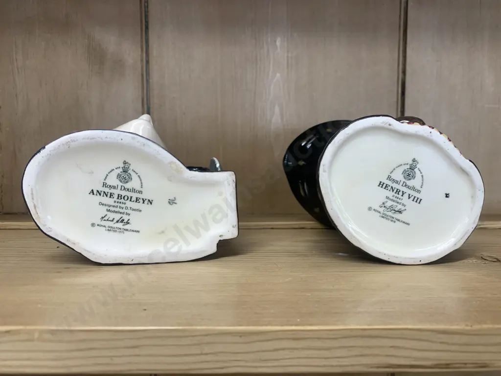 Pair of Royal Doulton Character Toby Jugs 'Anne Boleyn' & 'Henry VIII' 11cm Image 1++