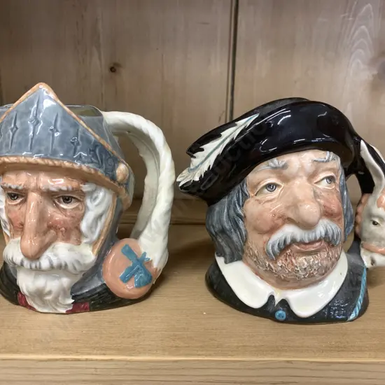 Pair of Royal Doulton Character Toby Jugs 'Don Quixote' & 'Sancho Panca' 10cm