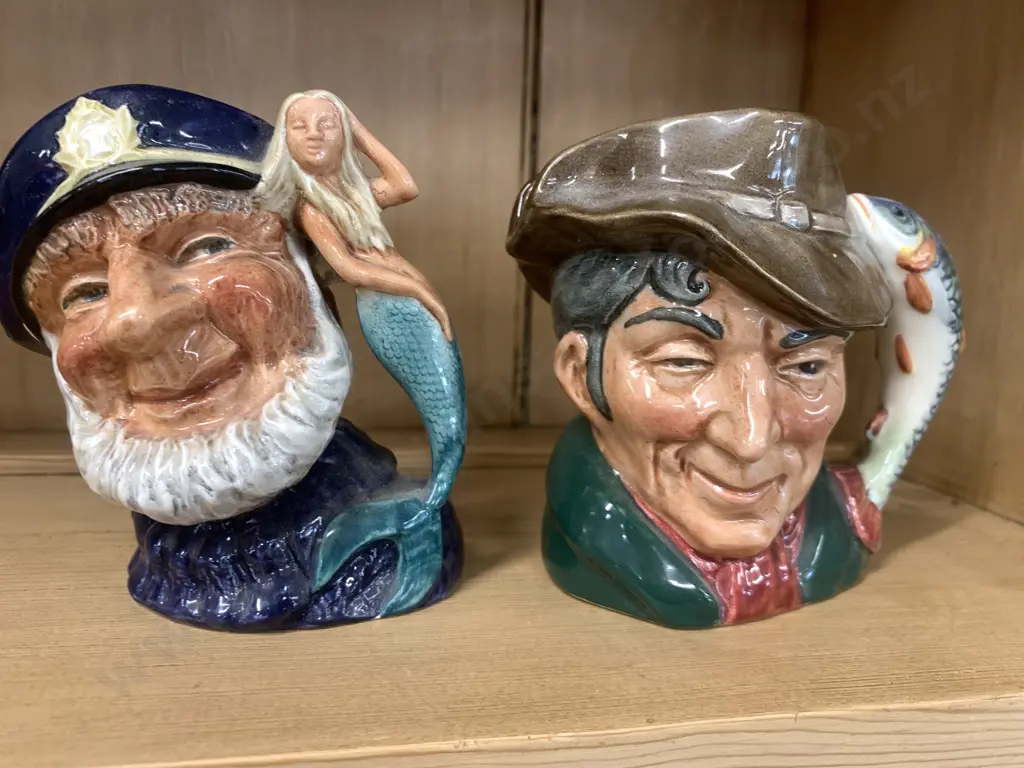 Pair of Royal Doulton Character Toby Jugs 'The Poacher' & 'Old Salt' 10cm Image 1++