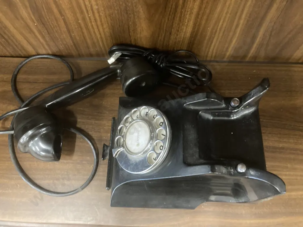 Vintage Black Bakelite Dial Telephone With Cheese Drawer Image 1++
