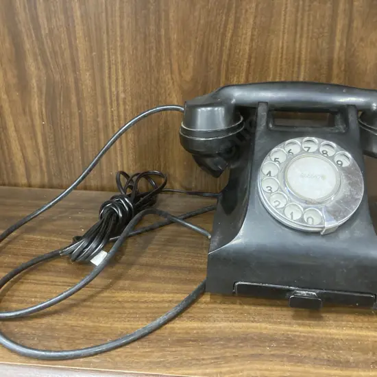 Vintage Black Bakelite Dial Telephone With Cheese Drawer