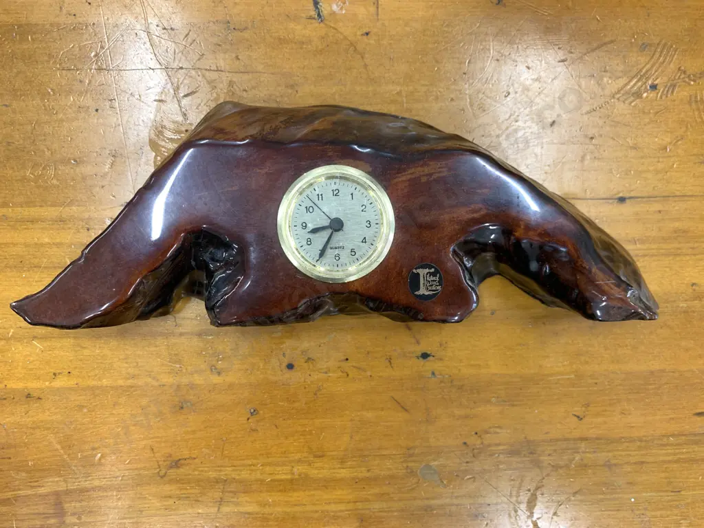 Natural Unique Wood Creations Swamp Kauri Clock Handcrafted By Ian Moratti, 10 x 29cm Image 1++