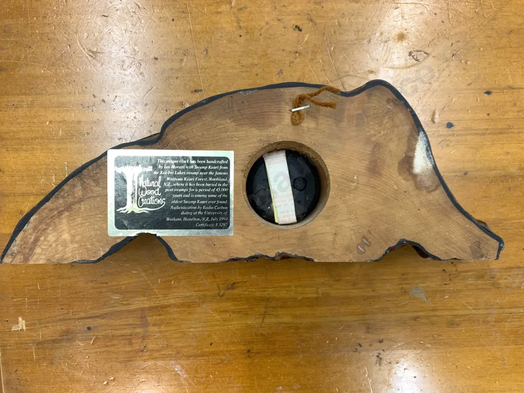 Natural Unique Wood Creations Swamp Kauri Clock Handcrafted By Ian Moratti, 10 x 29cm Image 1++