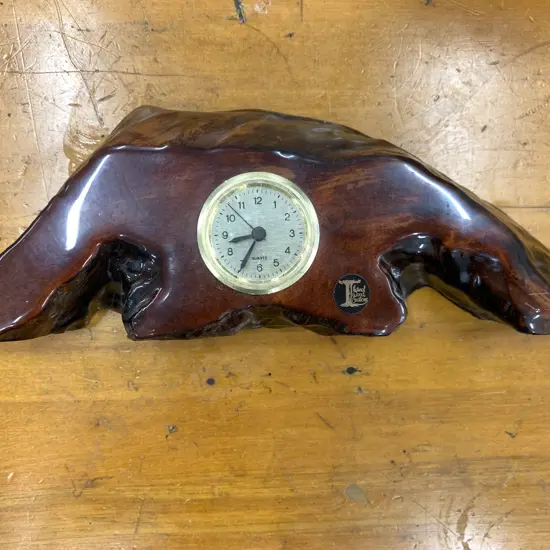 Natural Unique Wood Creations Swamp Kauri Clock Handcrafted By Ian Moratti, 10 x 29cm