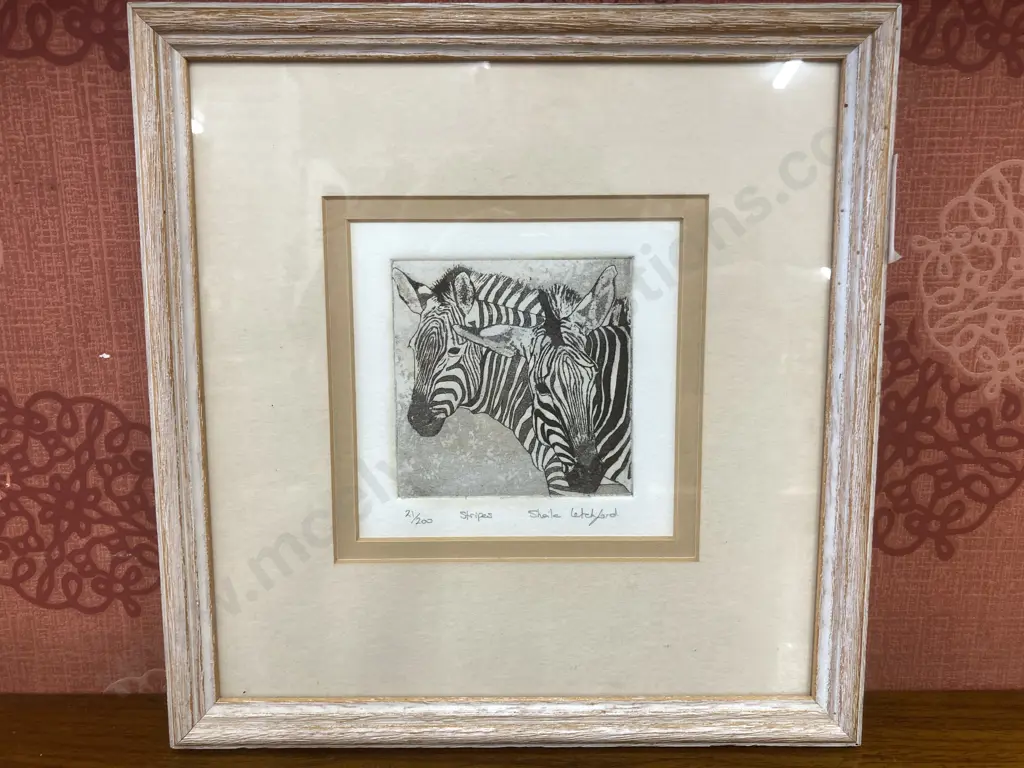 Framed Artwork Titled 'Stripes' Signed Sheila Letchford  Limited Edition21/200 Image 1++