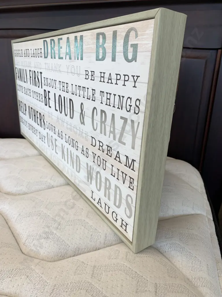Modern Wall Art 'Giggle, Laugh, Dream Big' Etc H33cm, W67cm, D5cm. Image 1++