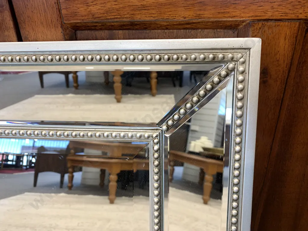 Stunning Kerridge Silver Coloured Deco Beaded Bevelled Mirror 58cm x 68cm Image 1++