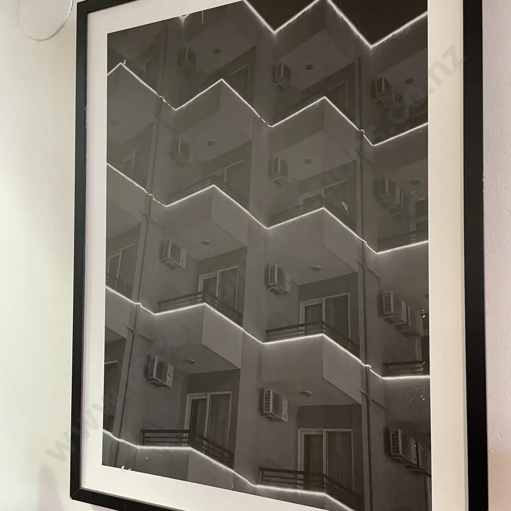 Pair Framed Bo Concept Black and White Photo Prints "City of Lights 1 and 2" 84 x 63cm- one unglazed Image 1++