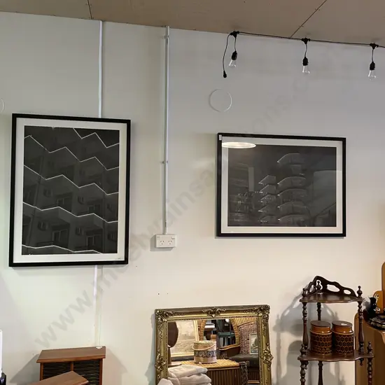 Pair Framed Bo Concept Black and White Photo Prints "City of Lights 1 and 2" 84 x 63cm- one unglazed