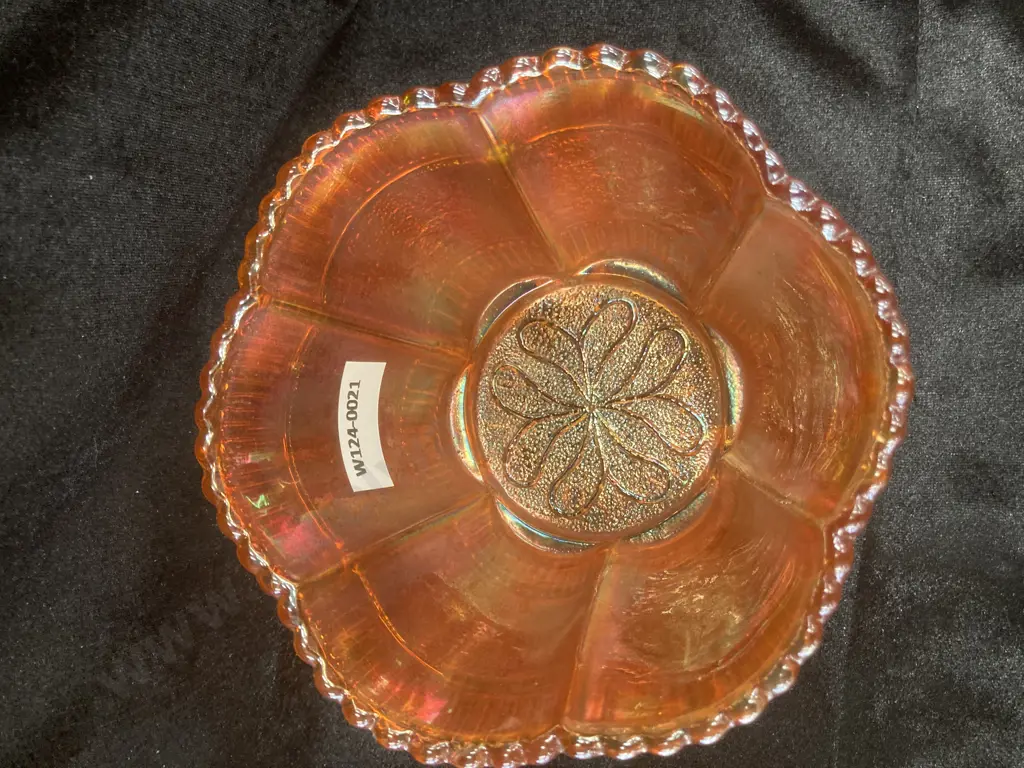Antique Imperial Glass Marigold Carnival Glass 3 Footed Bowl  H8 Dia14cm & 3 Footed Jug / Creamer, Ribbed Tops H9cm Image 1++