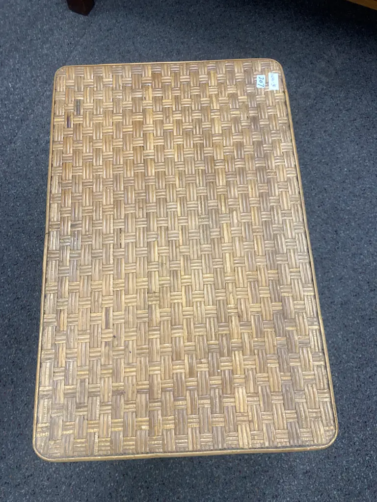 Occasional Table, Rectangular, Cane, 2 Tier With Woven Top, H50cm, W57cm, D37cm  Image 1++