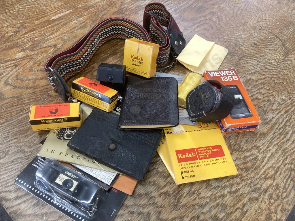 Vintage Photography Items, Film, Kodak Lens Hood, Unifar Micro-110, Spira Slave, Kodak Master Photoguide Etc Image 1++