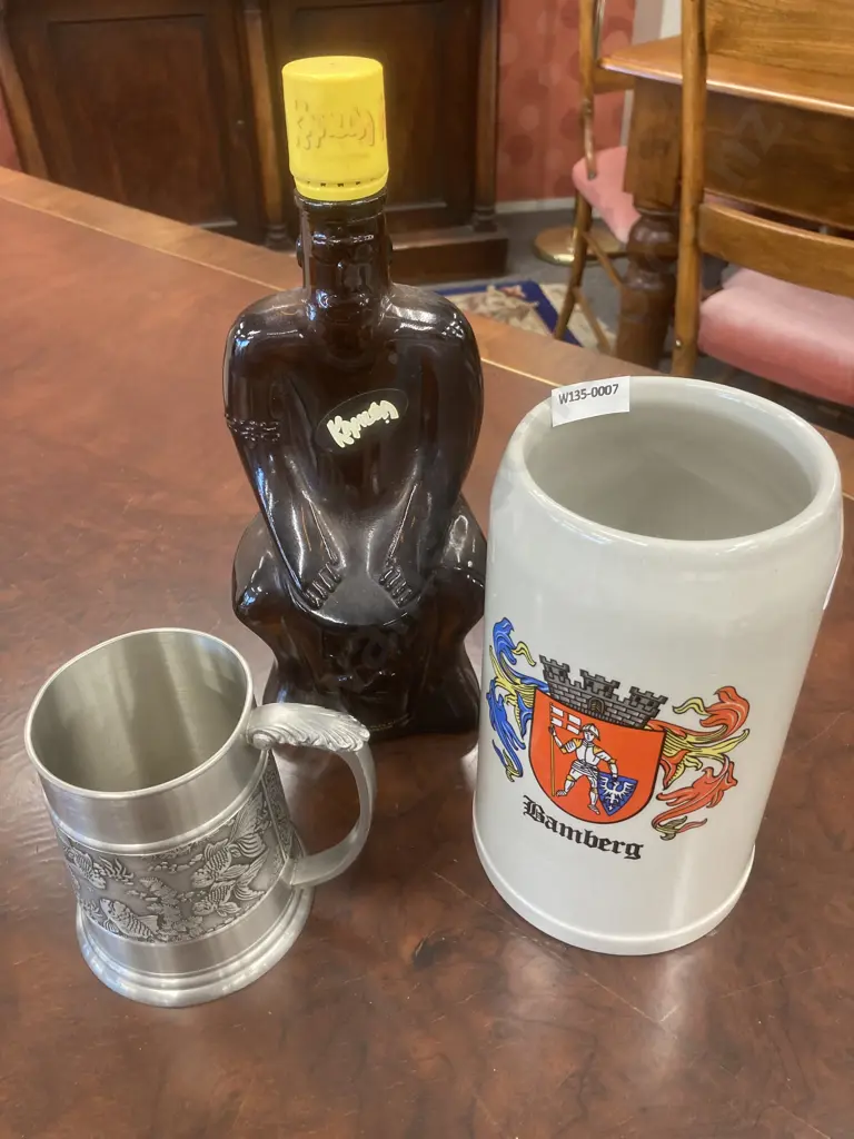 Vintage Kahlua Bottle, Large 'Bamberg' Beer Stein And Pewter Beer Stein Image 1++