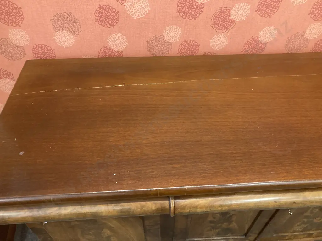 Early Victorian Sideboard With Flame Mahogany Cupboard Door Fronts With Keys, c1850, H90 L184 D54cm Image 1++