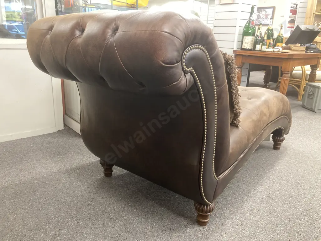 Claremore Chaise Ashley Furniture, Earth Tone Quality Faux Leather Upholstery, With A 2 Sided Lumbar Pillow, L190 W90cm Image 1++