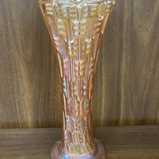 Vintage Dugan Big Basket Weave Marigold Carnival Glass Vase, H24 Dia9cm, 1911-1913