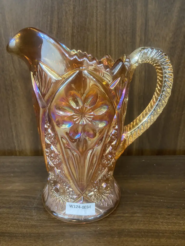 Vintage Imperial Glass 474 Marigold Carnival Glass Pitcher, H19cm Image 1++