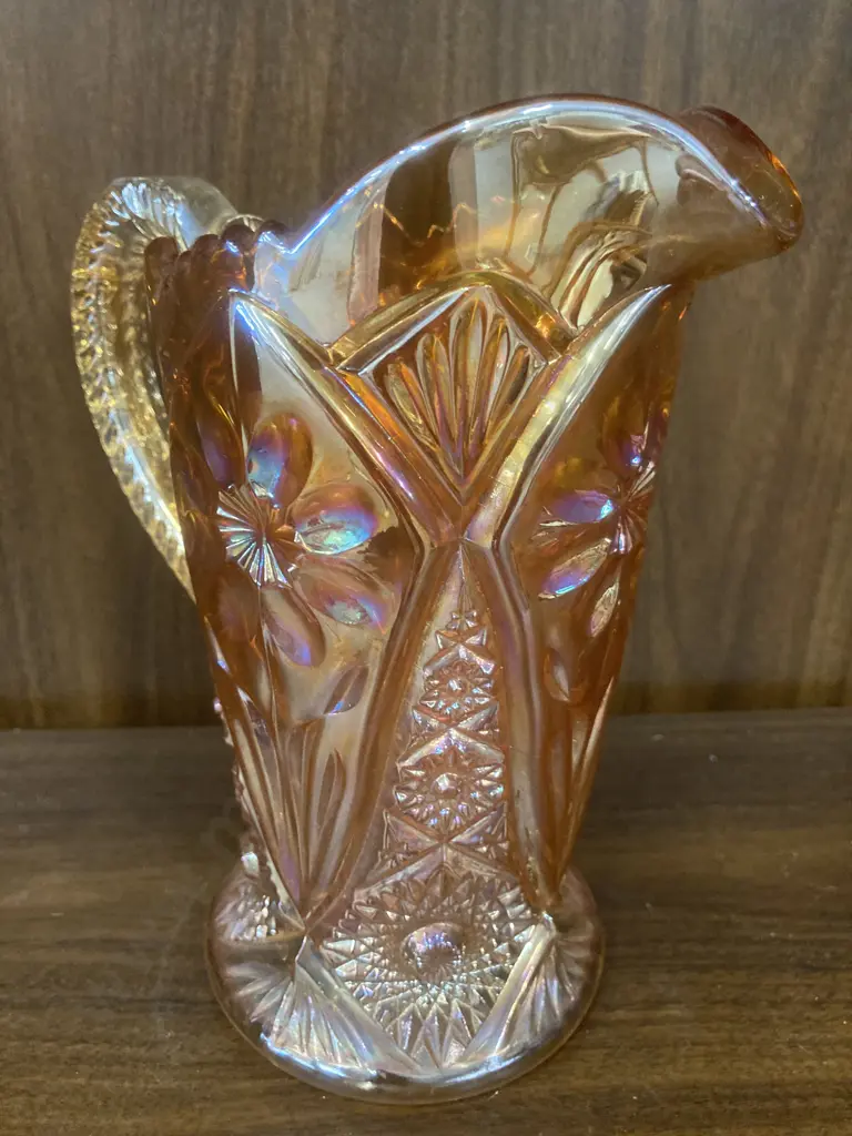 Vintage Imperial Glass 474 Marigold Carnival Glass Pitcher, H19cm Image 1++