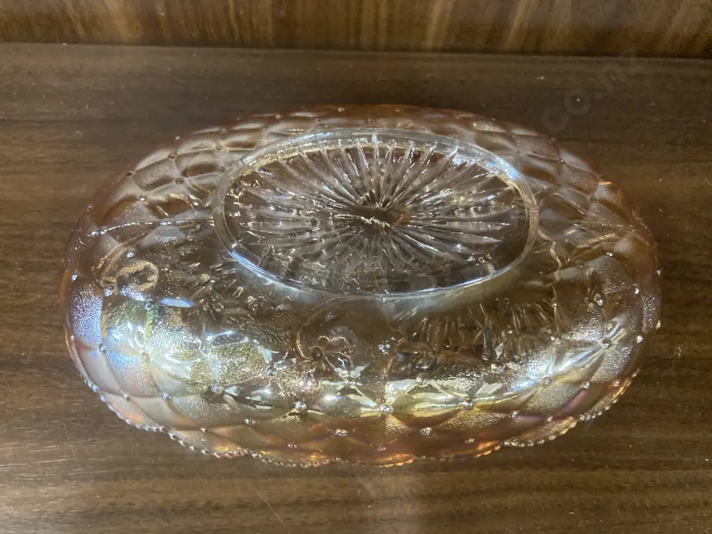 Vintage Imperial Pansy Marigold Carnival Glass Oval Candy Dish, H5 L20cm Image 1++