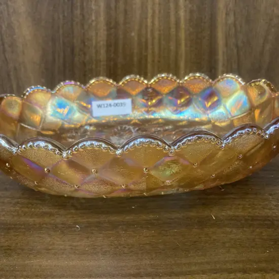 Vintage Imperial Pansy Marigold Carnival Glass Oval Candy Dish, H5 L20cm