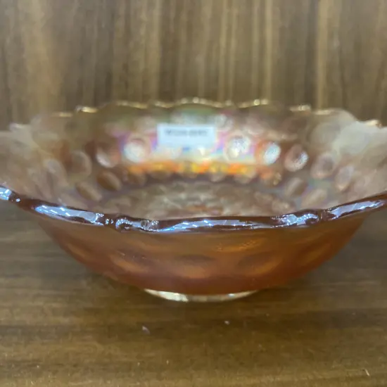 Vintage Fenton Coin Dot Marigold Carnival Glass Bracket Edge Bowl, Dia17cm