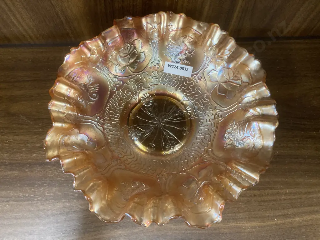 Vintage Fenton Dragon & Lotus Marigold Carnival Glass 3 in 1 Edge Bowl, Dia23cm Image 1++