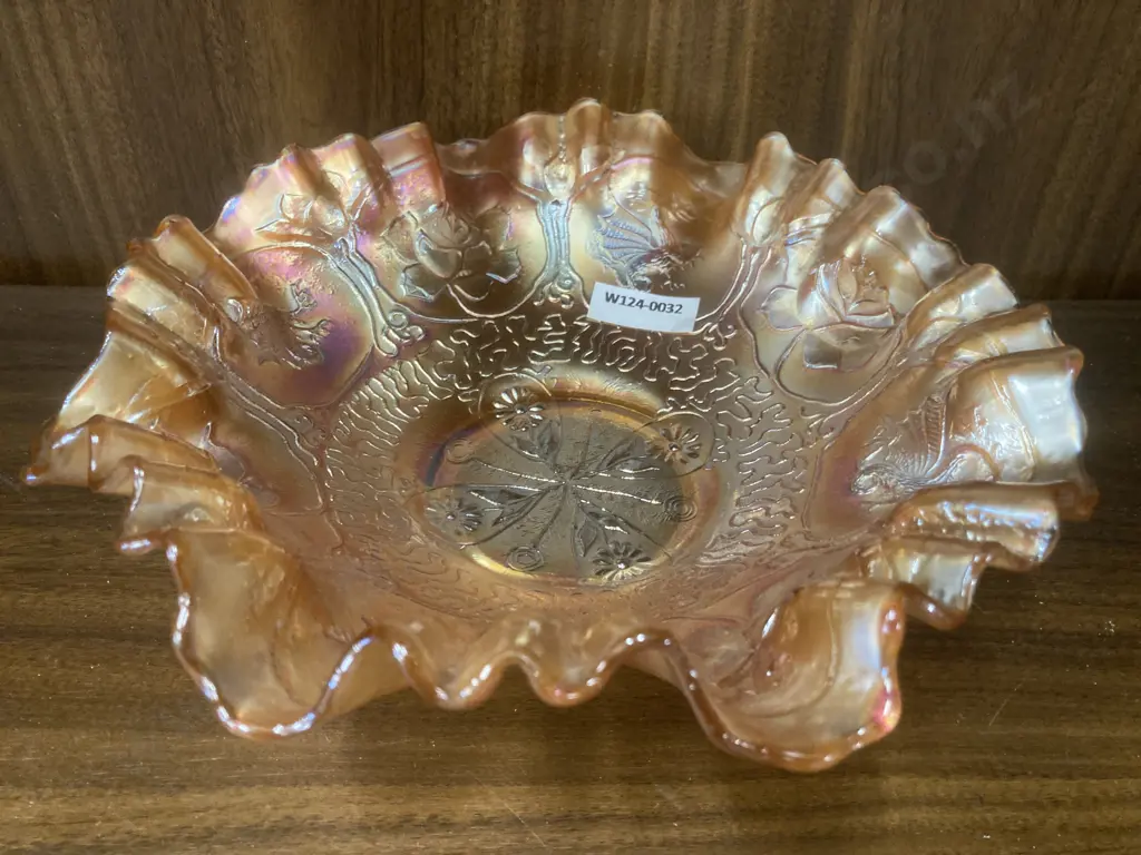 Vintage Fenton Dragon & Lotus Marigold Carnival Glass 3 in 1 Edge Bowl, Dia23cm Image 1++