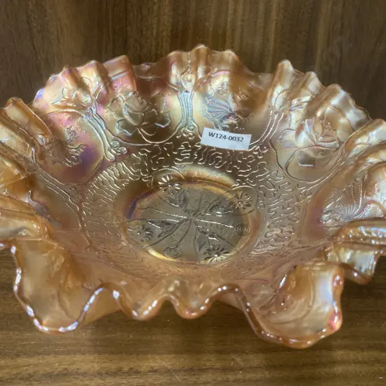 Vintage Fenton Dragon & Lotus Marigold Carnival Glass 3 in 1 Edge Bowl, Dia23cm