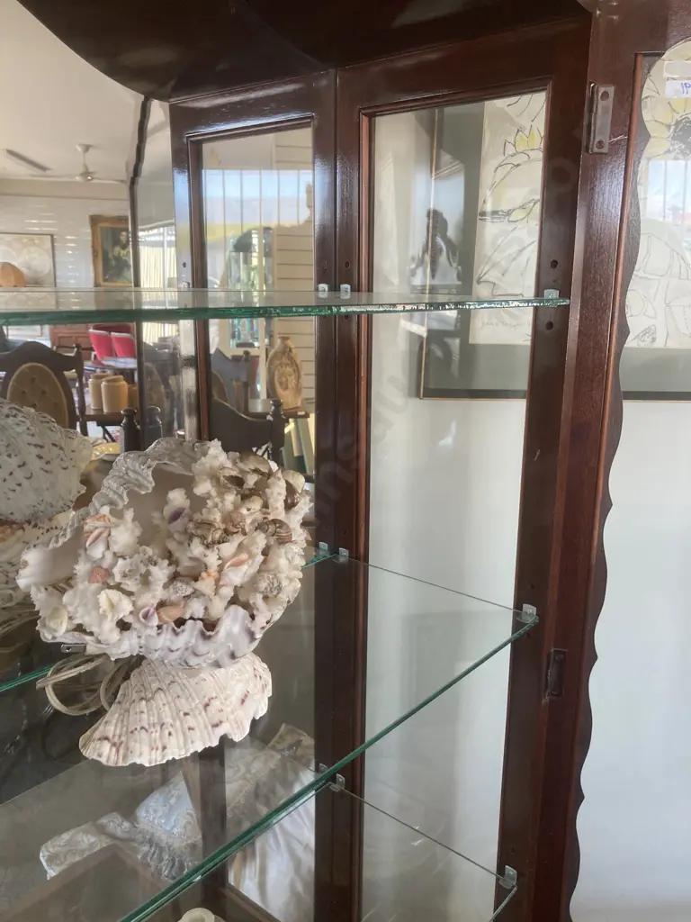 Mahogany Dome Top China Display Cabinet, Mirrored Back, 3 Adjustable Glass Shelves, Cabriole Legs, Image 1++