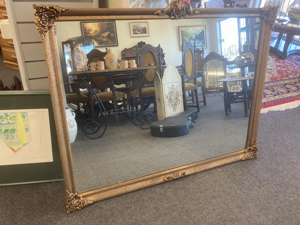 Vintage Large Gilt Ornate Rectangular Mirror, 1100 x 1350cm Image 1++