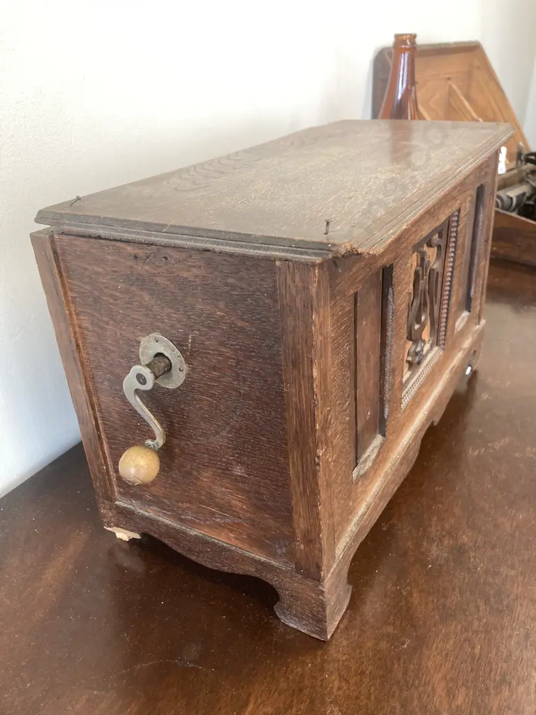 Antique Georgian Symphonion Music Box With 13 Discs, Plays Well But AF Condition, H23 L38 D18cm Image 1++