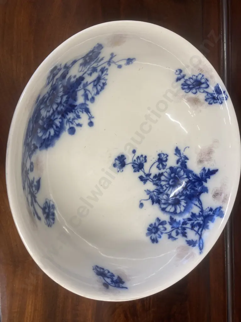 Antique Brampton England Blue Flow Wash Jug & Bowl Set, H30cm, Dia 39cm Image 1++