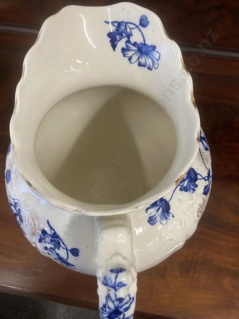 Antique Brampton England Blue Flow Wash Jug & Bowl Set, H30cm, Dia 39cm Image 1++