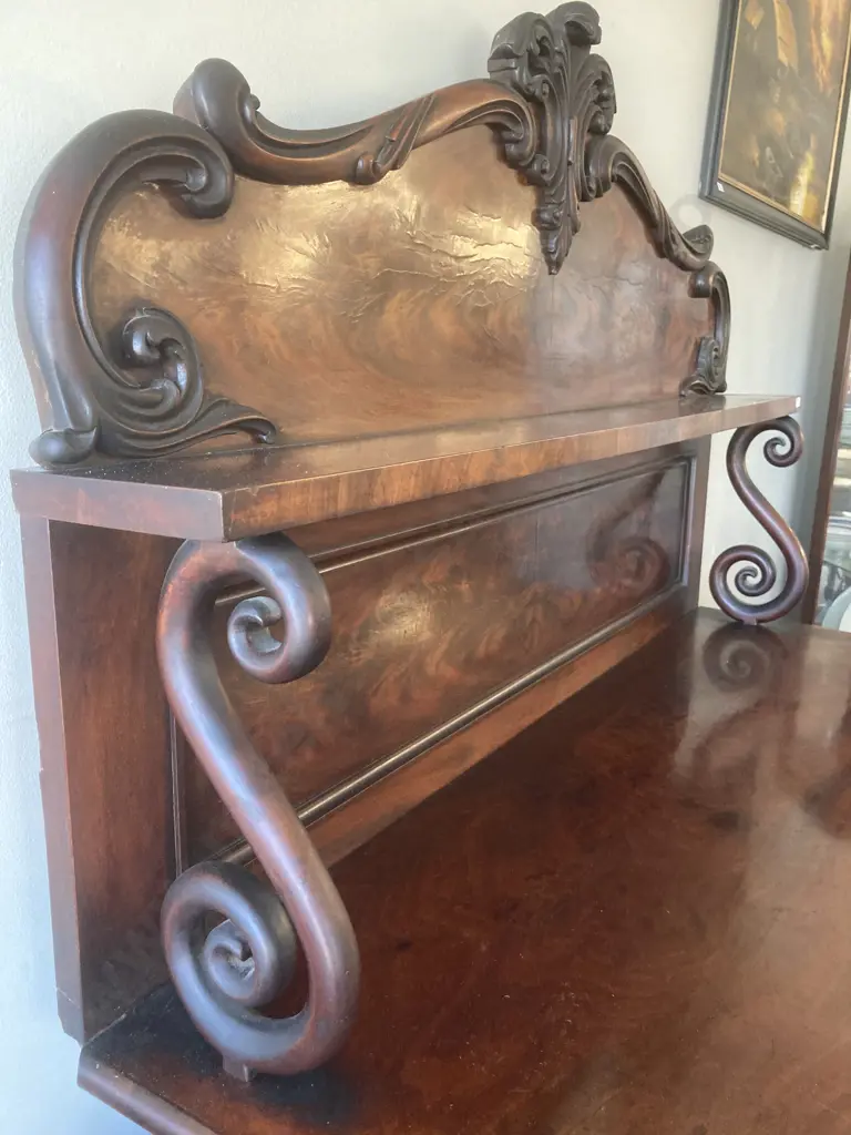 Antique Mahogany Chiffioner, Heavilly Carved Detail And Scrolling, 2 Door, 2Drawer, With Key. H1.62m,, W1.23m, D49cm. Image 1++