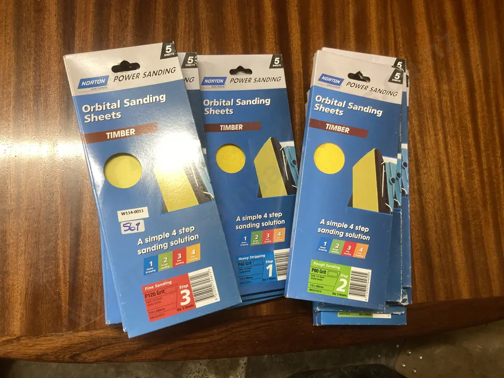 Norton Orbital Sanding Sheet Packs x 22, Timber Assorted P40 P80 & P120 Grit Image 1++
