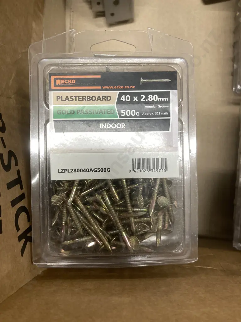 Box Lot of Joist Hangers & 8 x 500g Packs of Ecko 40 x 2.80mm Plaster Board Gold Passivated Nails Image 1++