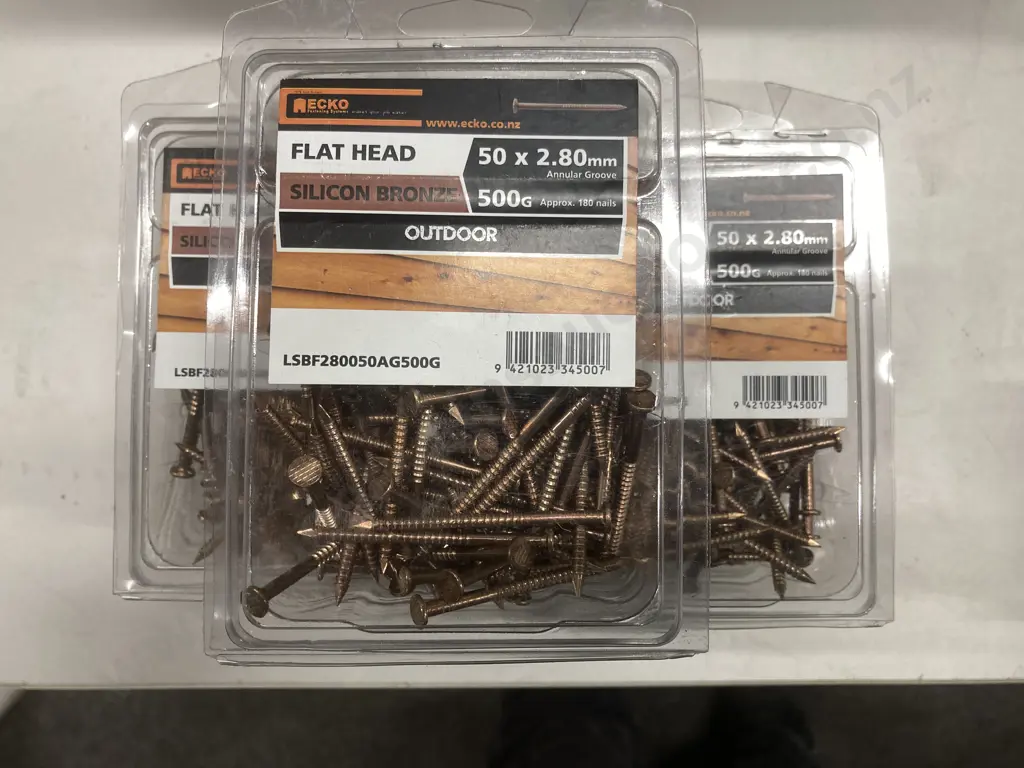 Ecko Flat Head 50 x 2.80mm Silicon Bronze 5 x 500g Packs, Outdoor Image 1++