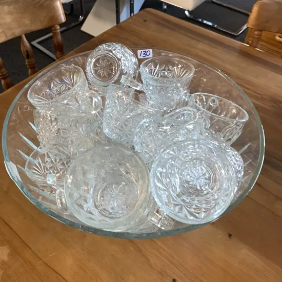 Vintage large sized Punch Bowl set with 11 extra cups
