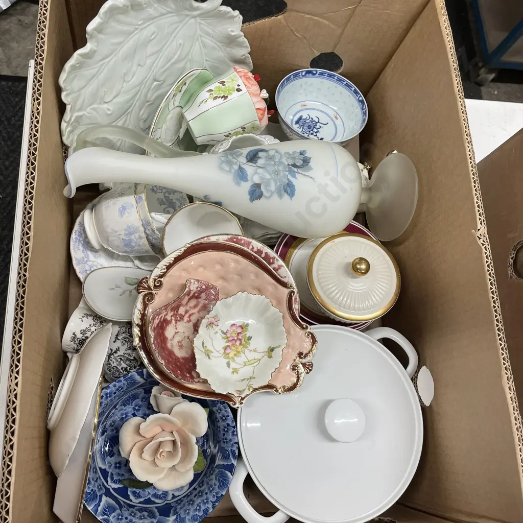 Box of Assorted Pottery and Porcelain Image 1++