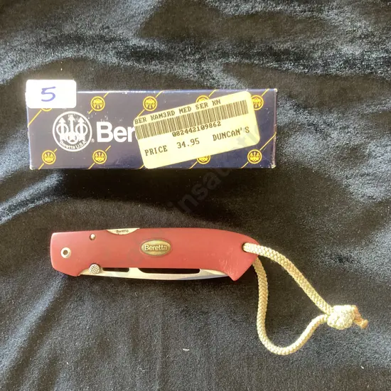 Beretta Japan Airlight K-AIRS-3 Red 30% Serrated Lockback Knife in Original Box
