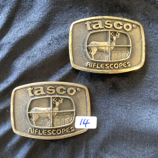 Pair of Vintage 1978 Tasco Riflescopes Solid Brass Belt Buckle
