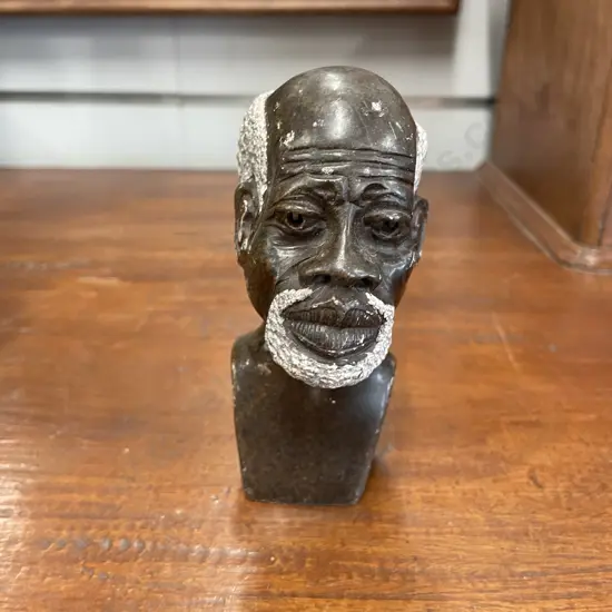 Carved African Marble Bust. H12cm