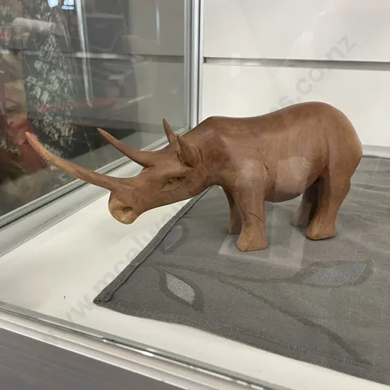 Carved wooden Rhinoceros. L26.5, H11cm