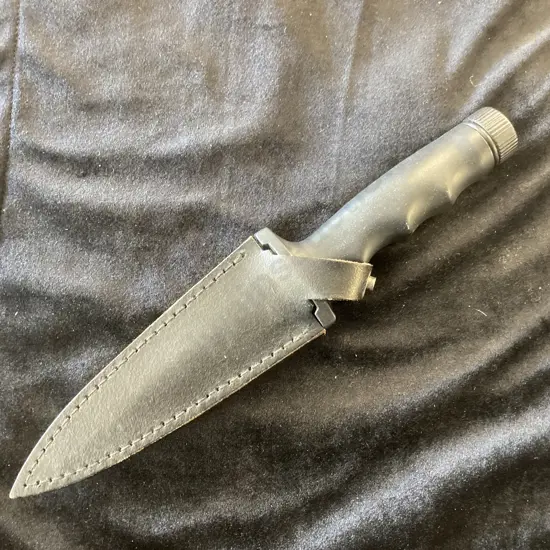 Vintage Taylor Seto Boot Knife Tactical Dagger / Survival Knife Surgical Steel Japan, Handle Contents & Sheath