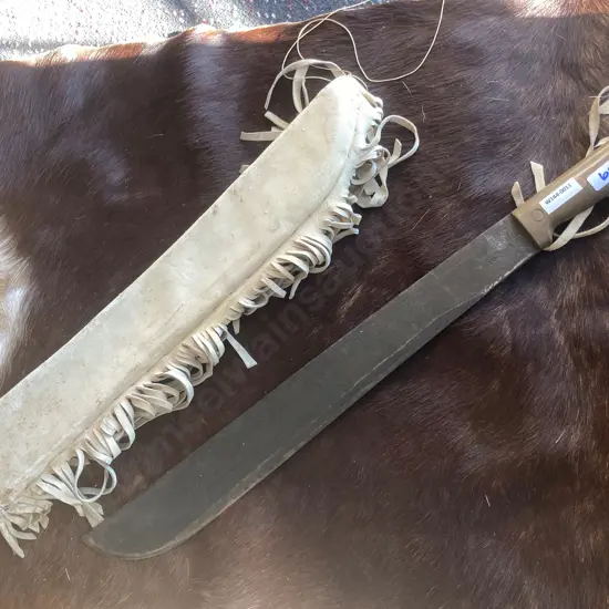 Machete With Leather Tasselled Sheath, L58.5cm