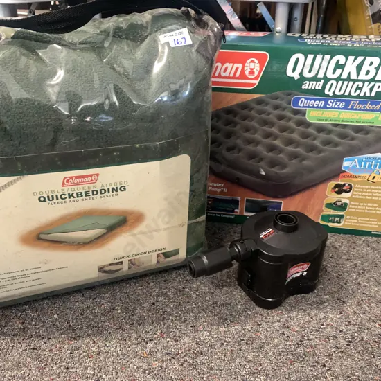 Coleman Quickbed and Quick Pump II Inflatable Queen bed etc